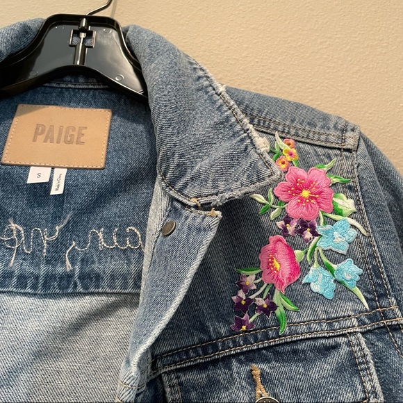 Paige personalized no rain no flowers denim jacket - Picture 6 of 7